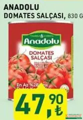 TARIM KREDİ ANADOLU DOMATES SALÇASI 830 G fiyat ve kampanya bilgisi